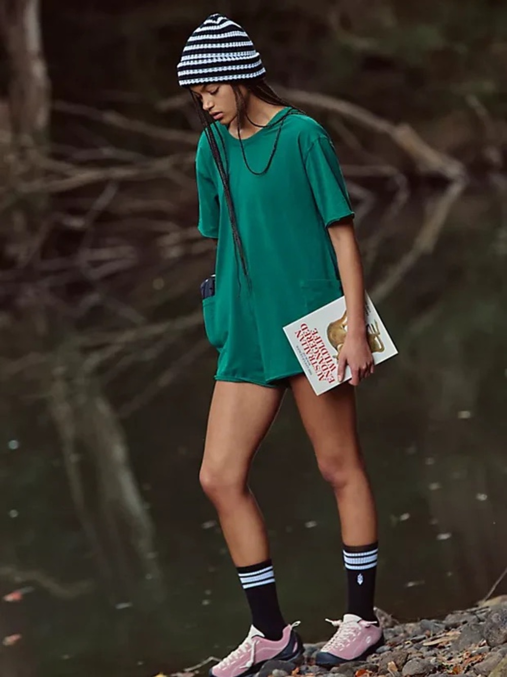 FP Movement Hot Shot Tee Romper Heritage Green Size L NWOT